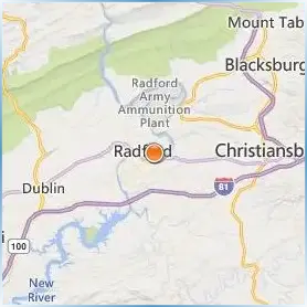 Radford University Location Map
